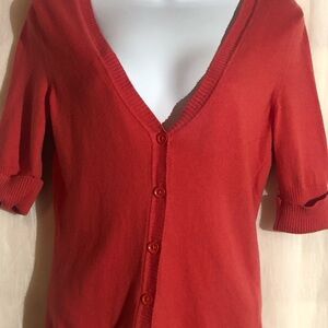 Women's Pink V-Neck Sweater Short Cuff sleeves New York &Comp XS